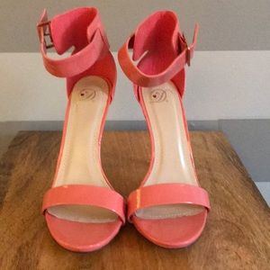 Ankle strap sandal Coral  5 inch heels